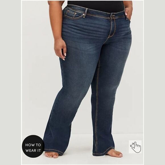 NWT Torrid Luxe Slim Boot Jean - Stretch Dark Wash - Women's Size 28 - Picture 1 of 12